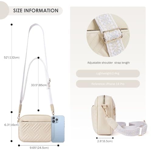 Roulens Small Quilted Crossbody Bags for Women Vegan PU Leather Shoulder Handbags Women's Purses with Wide Strap — view 3