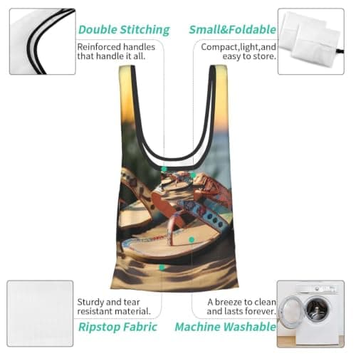 POCUK Summer Beach Sandals Fold Eco-Friendly Shopping Bags Daily Reusable Grocery Tote Bags Compact — view 6