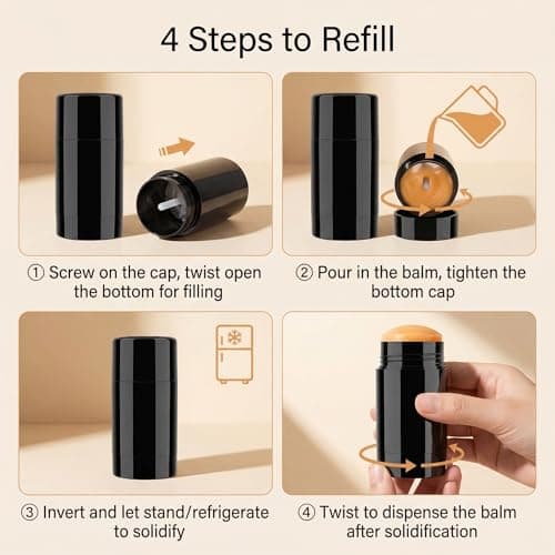 3 Pcs 30ml/1oz Black Plastic Empty Round Deodorant Containers Twist Up Filling Stick Deodorant Bottles Refillable Lip Balm Tube for DIY Cosmetic Lipstick Sunscreen — view 4