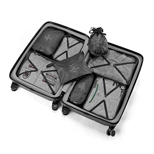 BETLLEMORY Packing Cubes 8 sets Travel Luggage Organizers with Waterproof Shoe Storage Bag Compression Pouches (Black) — view 6