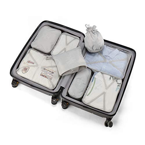 BETLLEMORY Packing Cubes 8 Sets Travel Luggage Organizers with Waterproof Shoe Storage Bag Compression Pouches(Grey) — view 6