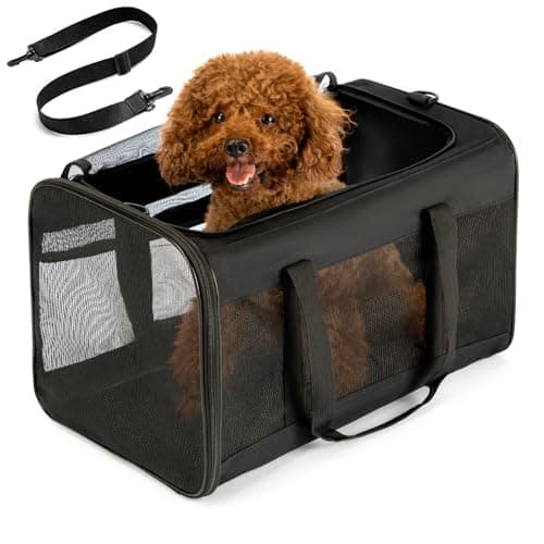Conlun Dog Carrier Bag,Soft-Sided Pet Carriers for Dogs with 4-Sided Mesh, Cat Transport for Large Cats Small Dog Up to 9Kg,Collapsible Dat Travel Carrier-L,Black