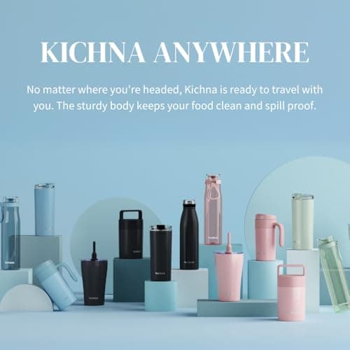 Kichna Blue Tumbler with Straw & Lid | Stainless Steel Double Wall Insulated Travel Mug | Leak Proof with Carry Handle | Design Keeps Drinks Cold or Hot | Perfect for Coffee, Water, Smoothies — view 5