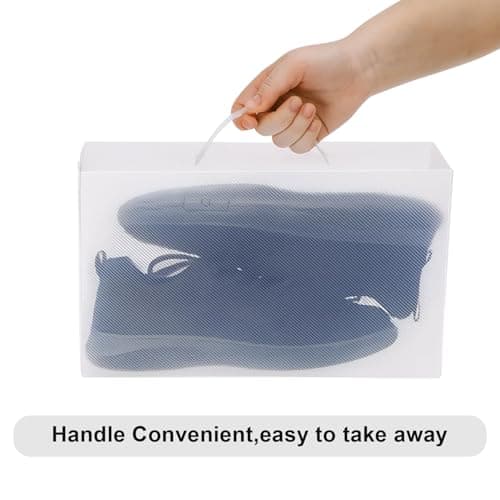 BREEZENEST Stackable Shoe Storage Boxes with Lids, Clear Plastic Boot & Shoe Boxes Organiser for Wardrobe Storage, Durable Closet Shoe Organiser System for Trainers, Boots (10PCS) — view 3