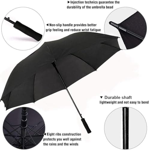 Buystarget Golf Umbrella Windproof Extra Large 60 Inch, 152cm Strong 8 Ribs Umbrella Big Auto Open Stormproof Sun Protection Rain Stick Umbrellas Accommodates 2-3 People, Men Women Waterproof Travel — view 3