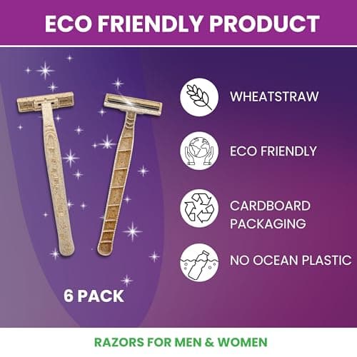 Wheatstraw Disposable Razors for Men & Women - Shaver with 5 Blades Each — view 3