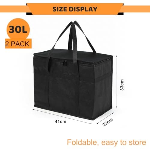 Cool Bag 2Pack - 30L Cooler Bags for Frozen & Hot Food Delivery, Insulated Shopping Bag Foldable Thermal Bags for Camping Picnic Outdoor BBQ — view 6