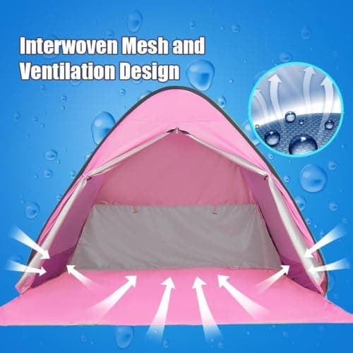Eplze Automatic Pop Up Beach Tent Instant Portable Quick Sun Shelter for 2-3 Persons (Pink) — view 6