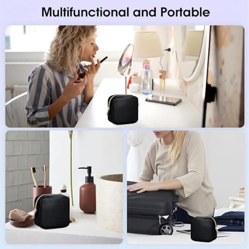 Small Makeup Bag for Handbag Vegan Leather Mini Makeup Pouch for Women — view 5