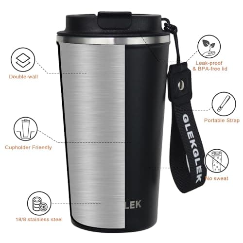 GLEKGLEK Insulated Coffee Mug 500ml, Leakproof, Strap — view 6