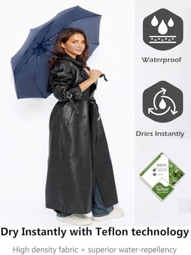 UK-UNIQUE Windproof Travel Umbrella - Compact, Light, Automatic, Strong and Portable - Wind Resistant, Small Folding Backpack Umbrella for Rain - Men and Women (Ocean Blue) — view 5