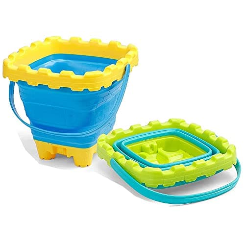TRIXES 2PK Collapsible Bucket and Spade Set – Ideal for Holiday – Silicone Design – Minimise Space in Luggage – Premium Quality Childrens Holiday Essential – Summer Gift - 6-pieces — view 4