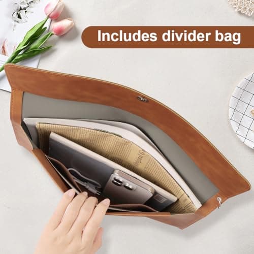 OFFCUP Envelope Documents, A4 Leather File Folder, Portable PU Document Bag — view 5