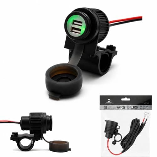 Cliff Top Heavy Duty Waterproof Motorcycle USB 5V 4 Amp Magnetic Switch Dual USB Charging Port for 7/8-1" Handlebar ATV UTV Smart Phone GPS Tablet Camera - Prevent Battery Drain