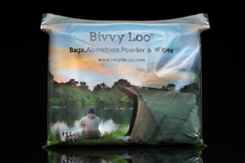 CarpLife Bivvy Loo Refill Pack – Portable Toilet Accessories - 40 Biodegradable Toilet Wipes, 12 Biodegradable Bivvy Loo Liners & 12 Sachets of Absorbent Waste Management Powder for Fishing, Camping