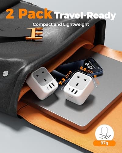TESSAN UK to US Plug Adaptor 2 Pack, Type B USA Travel Adapter with USB C — view 6