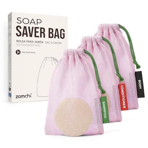 ZOMCHI Mesh Soap Bags for Shower, Body & Shampoo Bars, 3 Pack, Pink