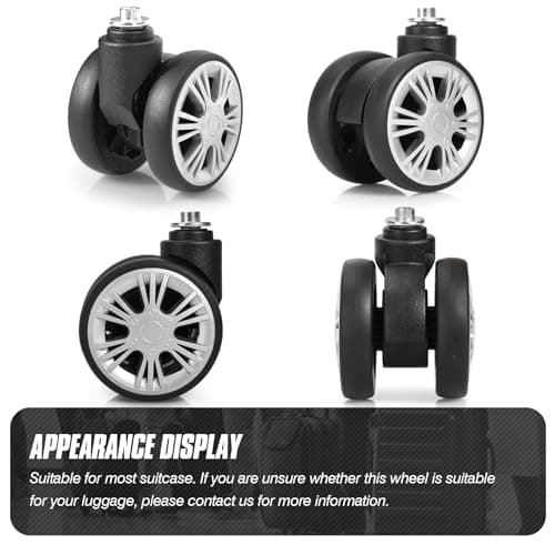 Volein 2 Pcs Universal Suitcase Wheels Replacement, 48mm Wear Resistant Luggage Replacement Wheels with Bearings Spare Casters Kit for Most Suitcase DIY Repairs(Sliver) — view 5