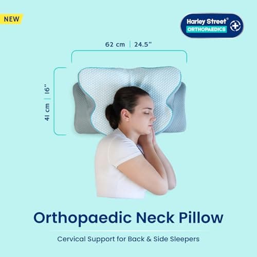 Harley Street Orthopedic Neck Support Pillow (Large) | Ergonomic Cervical Pillow | Orthopaedic Memory Foam Pillow for Side Sleepers | Hypoallergenic & Machine Washable — view 2