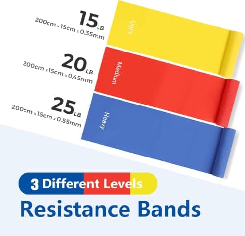 Resistance Bands, Exercise Band with 3 Resistance Levels,1.5M/4.9ft Skin-Friendly Long Resistance Bands Set Men Women, Workout Band Ideal for Pilates, Strength Training, Yoga, Gym, Fitness — view 2