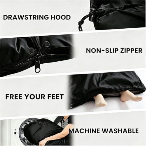 Double Sleeping Bag with 2 Pillows, Large Sleeping Bags for Adults and Kids — view 4
