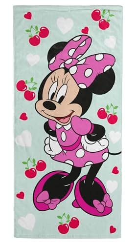 Jay Franco Kids Disney Minnie Mouse 100% Cotton Beach Towel - 71 x 147cm Super Soft Bath Towel, Pool & Travel, Official Licensed Product, Green