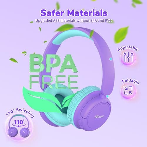 iClever BTH22 Kids Headphones Wireless 60H Play Time for Toddler Travel — view 6