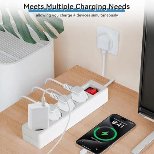 European to UK Plug Adapter,SHUOMAO 4 Way 2 Pin EU to 3 Pin UK Adapter — view 4
