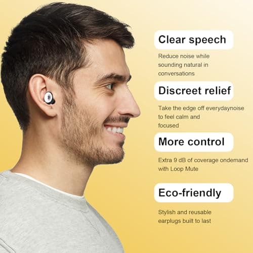 Earplugs Everyday Noise Relief, Super Soft Reusable Ear Plugs with 3 Pairs of Ear Tips (S/M/L), for Custom Fit 24dB SNR Hearing Protection Earplugs for Sleep Study Work Travel Side Sleepers (Silver) — view 4