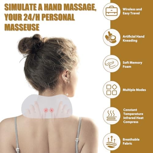 Neck Massager, Newly Upgraded Rechargeable U-Shaped Shoulder and Neck Relaxer with Drawstring Bag, 3D Deep Tissue Kneading, 3 Levels of Intensity and 3 Modes, Massage Cushion for Travel,Office,Drving — view 2
