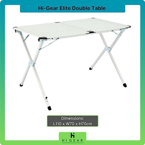 Hi-Gear Elite Double Table with Lightweight Aluminium Construction, Folding, Portable & Compact, Ideal for Camping, Festivals, BBQs & Outdoor Events, includes Carry Bag, Silver — view 3