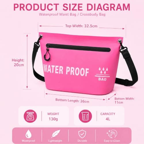 AURALIN Waterproof Dry Bag 4 L Rose PVC Airtight Zip Shoulder Strap — view 2