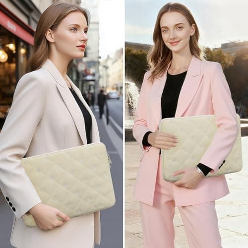 HEDUGO 13 inch Laptop Sleeve Bag Portable Laptop Case Soft Lining Carrying Case Padded Computer Pouch Cover Compatible with Macbook Air 13.6 Inch M4 M3 M2 2025-2022,Beige — view 6
