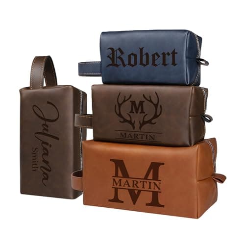 Personalised Leather Toiletry Bag for Men, Custom Wash Bag Engraved Name,Waterproof, Travel & Toiletry Use