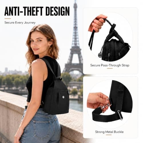 Hidreat 3 in 1 Anti Theft Bags for Women, Oxford Antitheft Crossbody Bag Convertible Backpack — view 5