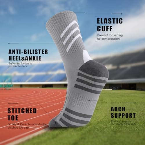 Zuimei 3 Pair Compression Athletic Crew Socks for Men Women — view 4