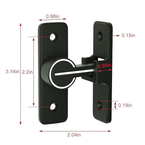 Palmcee Sliding Door Kit, 90° Heavy Duty Latch Hook Door Lock, Zinc Alloy Luminous Gate Gate Latch, Hotel Door Lock Travel Safety, Bathroom Lock with Door Bolt Door Catch for Bathroom Window — view 6