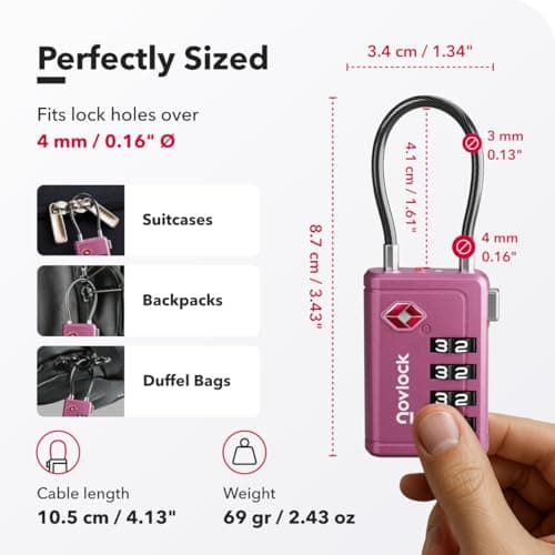 NovLock Suitcase Locks, TSA Approved Luggage Locks, 4-Digit Travel Padlocks — view 2