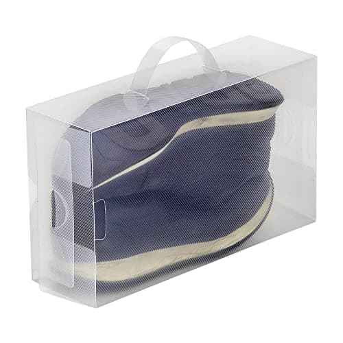 Taylor & Brown Set of 10 Clear Corrugated Plastic Shoe Storage Boxes with Handle 18x30x9.5cm - Stackable and Foldable for Ladies Men - Transparent Shoe Organiser — view 2