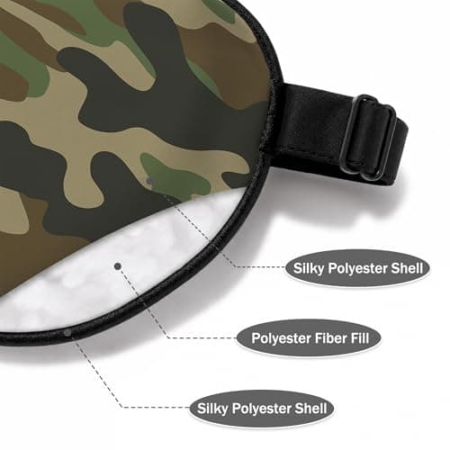 1 Pack Green Camouflage Silk Sleep Mask Ultra Soft Zero Pressure Eye Adjustable Strap,Suitable for Side Sleeping — view 4