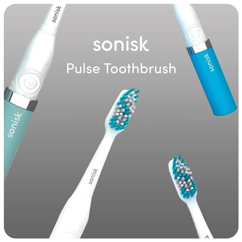 Sonisk Pulse | Battery Powered Electric Toothbrush | Portable Travel Size with Antimicrobial Sonic Technology | 1x Battery, 2X Brush Heads, 1x Travel Case Included (Dusty Pink) — view 5
