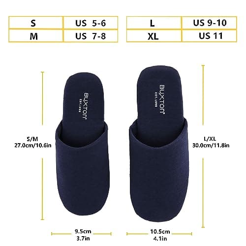 BUXTON Cozy Lightweight and Memory foam Indoor Slippers for Womens and Mens(unisex), Foldable Slippers with Mesh bag-For Home,Travel,Spa and Hotel, Navy, Small-Medium — view 4