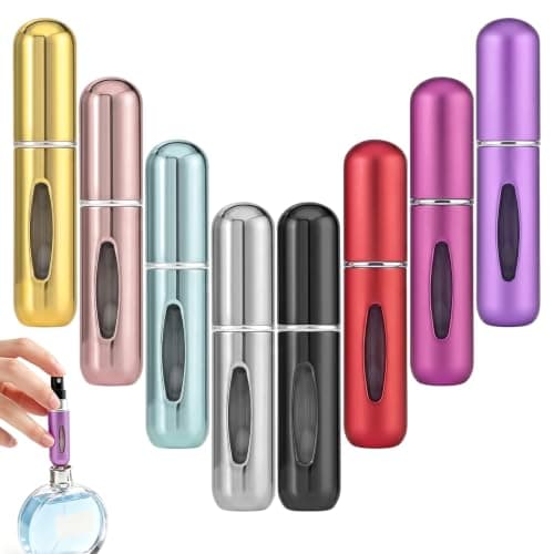 8PCS Travel Perfume Atomiser Refillable Bottles, 5ml Mini Travel Perfume Bottle with Bottom-Filled Design, Portable Empty Refillable Perfume Bottle for Luggage, Handbag & Pocket (8 colors 8 pcs)