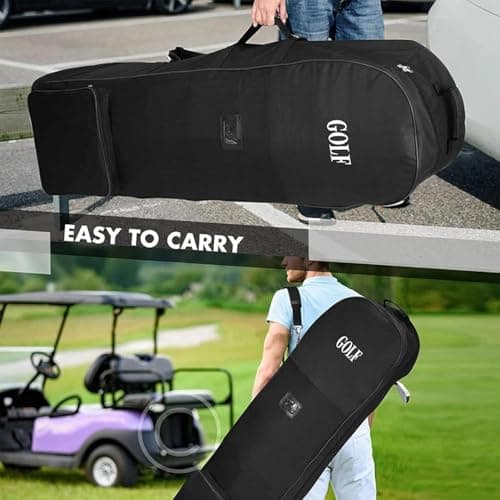 BREEZENEST Golf Travel Bag with Padded Cover & Included Bag 130cm Nylon Flight Case for Airline Travel & Holiday Transport Black Golf Travel and Flight Bags for Club Protection — view 4