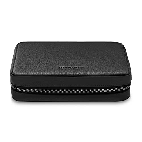 Woolnut Full-Grain Leather Tech Pouch Organizer for Accessories - Green/Travel Cable Organiser Bag and Power Bank Case for Mens Travel Gadgets with Cable Storage — view 2
