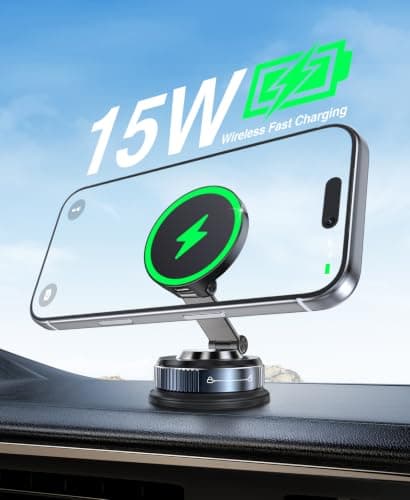 Beeasy for Magsafe Car Mount Charger 15W, Suction Cup Magnetic Phone Holder — view 5