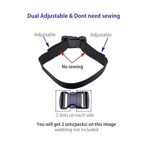 Baikeen Plastic Side Release Buckles,15mm/20mm/25mm/32mm/38mm/50mm Heavy Duty Plastic Buckle Clips Belt Snap Backpack Buckle Replacement Dual Adjustable No Sewing(38mm,2sets) — view 5