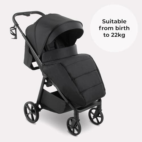 My Babiie MB170 Plus Pushchair – from Birth to 4 Years (22kg), 4-Wheel Suspension, Large Basket, XL Canopy, Foldable, Compact, Stroller with Footmuff, Cup Holder, Rain Cover – Black — view 3