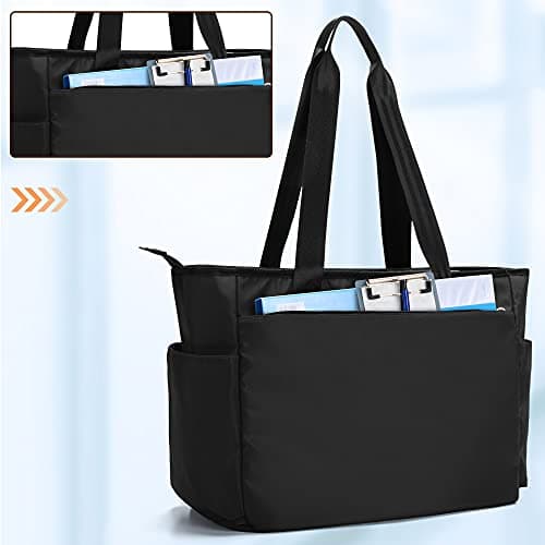 Damero Nurse Tote, Nurse Work Bag with Laptop Sleeve and Pockets, Black — view 6