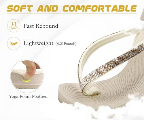 KuaiLu Women's Rhinestone Flip Flops Arch Support Yoga Mat Cushion Sandals — view 5